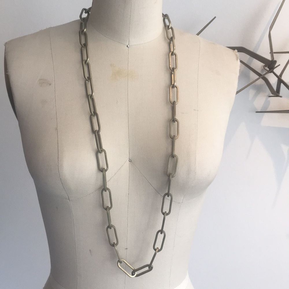 Vintage brushed gold link necklace